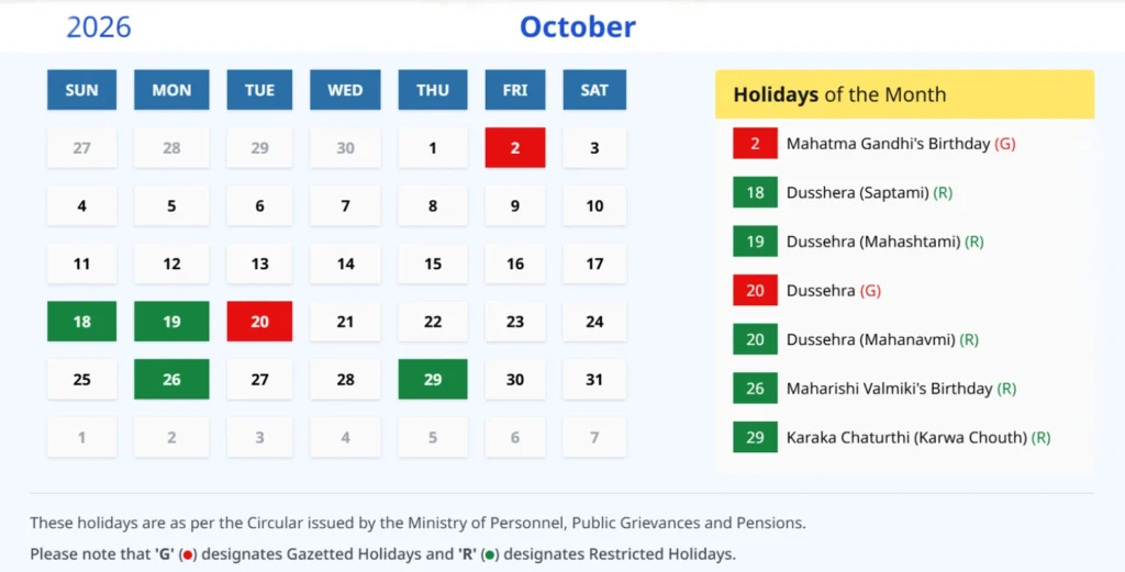 Indian calendar 2026 october Indian Calendar 2026 October